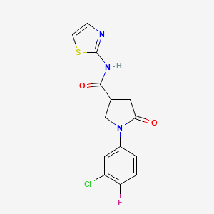 molecular formula C14H11ClFN3O2S B4810027 1-(3-chloro-4-fluorophenyl)-5-oxo-N-1,3-thiazol-2-yl-3-pyrrolidinecarboxamide 