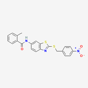 molecular formula C22H17N3O3S2 B4810072 2-methyl-N-{2-[(4-nitrobenzyl)thio]-1,3-benzothiazol-6-yl}benzamide 