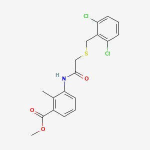 molecular formula C18H17Cl2NO3S B4810090 methyl 3-({[(2,6-dichlorobenzyl)thio]acetyl}amino)-2-methylbenzoate 