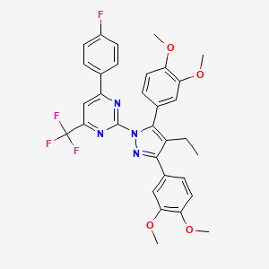 2-[3,5-bis(3,4-dimethoxyphenyl)-4-ethyl-1H-pyrazol-1-yl]-4-(4-fluorophenyl)-6-(trifluoromethyl)pyrimidine