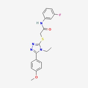 molecular formula C19H19FN4O2S B4810143 2-{[4-ethyl-5-(4-methoxyphenyl)-4H-1,2,4-triazol-3-yl]thio}-N-(3-fluorophenyl)acetamide 