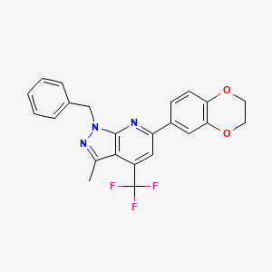 1-benzyl-6-(2,3-dihydro-1,4-benzodioxin-6-yl)-3-methyl-4-(trifluoromethyl)-1H-pyrazolo[3,4-b]pyridine