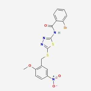 2-bromo-N-[5-[(2-methoxy-5-nitrophenyl)methylsulfanyl]-1,3,4-thiadiazol-2-yl]benzamide