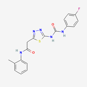 2-(5-{[(4-fluorophenyl)carbamoyl]amino}-1,3,4-thiadiazol-2-yl)-N-(2-methylphenyl)acetamide