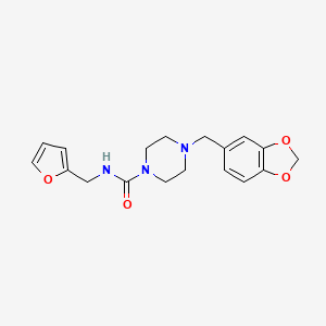 molecular formula C18H21N3O4 B4810388 4-(1,3-benzodioxol-5-ylmethyl)-N-(furan-2-ylmethyl)piperazine-1-carboxamide 