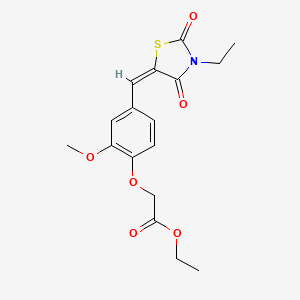 molecular formula C17H19NO6S B4810519 ethyl {4-[(E)-(3-ethyl-2,4-dioxo-1,3-thiazolidin-5-ylidene)methyl]-2-methoxyphenoxy}acetate 