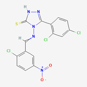 molecular formula C15H8Cl3N5O2S B4810559 4-[(2-chloro-5-nitrobenzylidene)amino]-5-(2,4-dichlorophenyl)-4H-1,2,4-triazole-3-thiol 