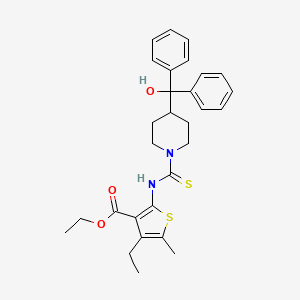 molecular formula C29H34N2O3S2 B4810678 ethyl 4-ethyl-2-[({4-[hydroxy(diphenyl)methyl]-1-piperidinyl}carbonothioyl)amino]-5-methyl-3-thiophenecarboxylate 