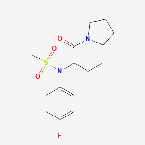 molecular formula C15H21FN2O3S B4810695 N-(4-fluorophenyl)-N-[1-(1-pyrrolidinylcarbonyl)propyl]methanesulfonamide 