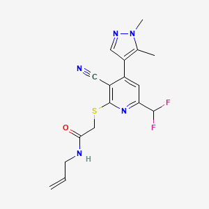 molecular formula C17H17F2N5OS B4810735 N~1~-ALLYL-2-{[3-CYANO-6-(DIFLUOROMETHYL)-4-(1,5-DIMETHYL-1H-PYRAZOL-4-YL)-2-PYRIDYL]SULFANYL}ACETAMIDE 