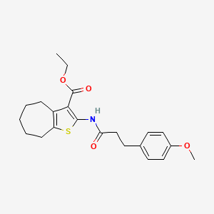 molecular formula C22H27NO4S B4810750 ethyl 2-{[3-(4-methoxyphenyl)propanoyl]amino}-5,6,7,8-tetrahydro-4H-cyclohepta[b]thiophene-3-carboxylate 