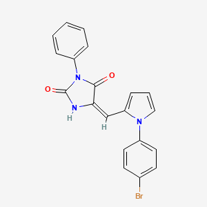 (5E)-5-[[1-(4-bromophenyl)pyrrol-2-yl]methylidene]-3-phenylimidazolidine-2,4-dione