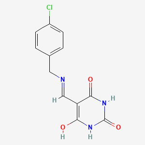 molecular formula C12H10ClN3O3 B4810793 5-{[(4-chlorobenzyl)amino]methylene}-2,4,6(1H,3H,5H)-pyrimidinetrione 