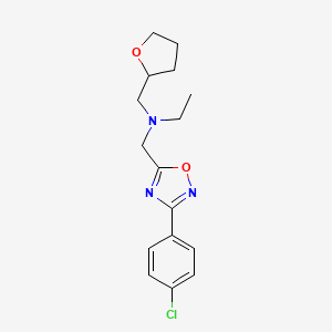 molecular formula C16H20ClN3O2 B4810815 N-{[3-(4-chlorophenyl)-1,2,4-oxadiazol-5-yl]methyl}-N-(tetrahydro-2-furanylmethyl)ethanamine 