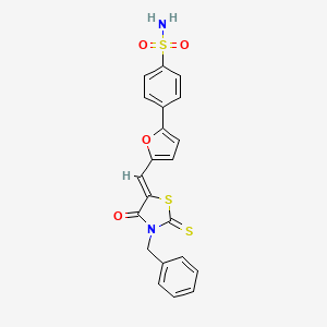 molecular formula C21H16N2O4S3 B4810843 4-{5-[(3-benzyl-4-oxo-2-thioxo-1,3-thiazolidin-5-ylidene)methyl]-2-furyl}benzenesulfonamide 