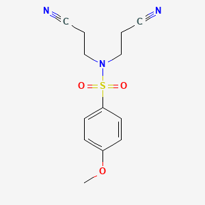 molecular formula C13H15N3O3S B4810882 N,N-bis(2-cyanoethyl)-4-methoxybenzenesulfonamide 