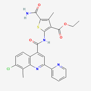 molecular formula C25H21ClN4O4S B4810953 ethyl 5-(aminocarbonyl)-2-({[7-chloro-8-methyl-2-(2-pyridinyl)-4-quinolinyl]carbonyl}amino)-4-methyl-3-thiophenecarboxylate 