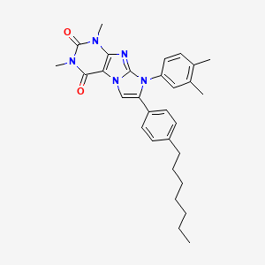 molecular formula C30H35N5O2 B4810974 8-(3,4-DIMETHYLPHENYL)-7-(4-HEPTYLPHENYL)-1,3-DIMETHYL-1H,2H,3H,4H,8H-IMIDAZO[1,2-G]PURINE-2,4-DIONE 