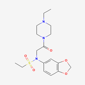 N-1,3-benzodioxol-5-yl-N-[2-(4-ethyl-1-piperazinyl)-2-oxoethyl]ethanesulfonamide