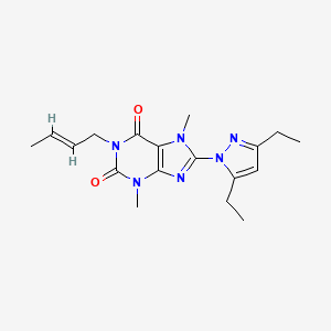 molecular formula C18H24N6O2 B4811096 1-(2-buten-1-yl)-8-(3,5-diethyl-1H-pyrazol-1-yl)-3,7-dimethyl-3,7-dihydro-1H-purine-2,6-dione 