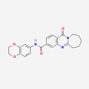 molecular formula C22H21N3O4 B4811176 N~3~-(2,3-DIHYDRO-1,4-BENZODIOXIN-6-YL)-12-OXO-6,7,8,9,10,12-HEXAHYDROAZEPINO[2,1-B]QUINAZOLINE-3-CARBOXAMIDE 