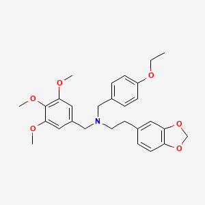 molecular formula C28H33NO6 B4811219 [2-(2H-1,3-BENZODIOXOL-5-YL)ETHYL][(4-ETHOXYPHENYL)METHYL][(3,4,5-TRIMETHOXYPHENYL)METHYL]AMINE 