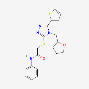 molecular formula C19H20N4O2S2 B4811222 N-PHENYL-2-{[4-(TETRAHYDRO-2-FURANYLMETHYL)-5-(2-THIENYL)-4H-1,2,4-TRIAZOL-3-YL]SULFANYL}ACETAMIDE 