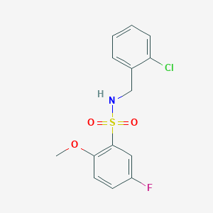 molecular formula C14H13ClFNO3S B4811273 N-[(2-CHLOROPHENYL)METHYL]-5-FLUORO-2-METHOXYBENZENE-1-SULFONAMIDE 