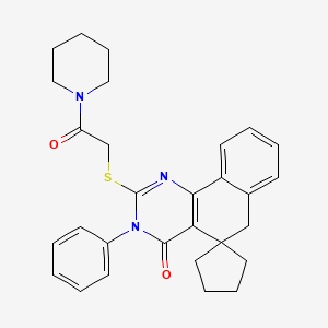 2-{[2-oxo-2-(1-piperidinyl)ethyl]thio}-3-phenyl-3H-spiro[benzo[h]quinazoline-5,1'-cyclopentan]-4(6H)-one