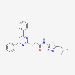 molecular formula C24H23N5OS2 B4811425 2-[(4,6-diphenyl-2-pyrimidinyl)thio]-N-(5-isobutyl-1,3,4-thiadiazol-2-yl)acetamide 