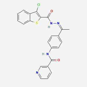 molecular formula C23H17ClN4O2S B4811514 N-(4-{N-[(3-chloro-1-benzothien-2-yl)carbonyl]ethanehydrazonoyl}phenyl)nicotinamide 