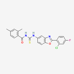 molecular formula C23H17ClFN3O2S B4811520 N-({[2-(2-chloro-4-fluorophenyl)-1,3-benzoxazol-5-yl]amino}carbonothioyl)-2,4-dimethylbenzamide 