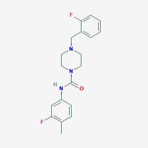 molecular formula C19H21F2N3O B4811533 N-(3-fluoro-4-methylphenyl)-4-[(2-fluorophenyl)methyl]piperazine-1-carboxamide 