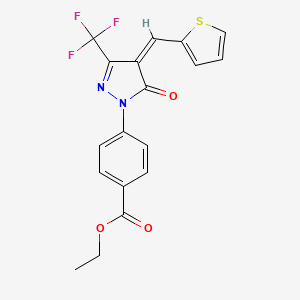 ethyl 4-[(4Z)-5-oxo-4-(thiophen-2-ylmethylidene)-3-(trifluoromethyl)-4,5-dihydro-1H-pyrazol-1-yl]benzoate