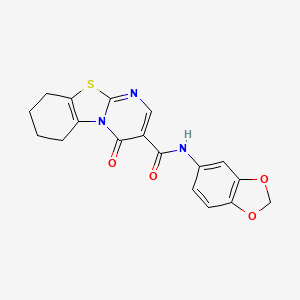 N-1,3-benzodioxol-5-yl-4-oxo-6,7,8,9-tetrahydro-4H-pyrimido[2,1-b][1,3]benzothiazole-3-carboxamide