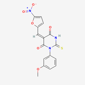 (5E)-1-(3-methoxyphenyl)-5-[(5-nitrofuran-2-yl)methylidene]-2-sulfanylidene-1,3-diazinane-4,6-dione