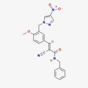 molecular formula C22H19N5O4 B4811656 N-benzyl-2-cyano-3-{4-methoxy-3-[(4-nitro-1H-pyrazol-1-yl)methyl]phenyl}acrylamide 