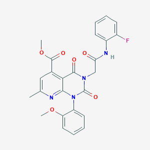 molecular formula C25H21FN4O6 B4811668 METHYL 3-{[(2-FLUOROPHENYL)CARBAMOYL]METHYL}-1-(2-METHOXYPHENYL)-7-METHYL-2,4-DIOXO-1H,2H,3H,4H-PYRIDO[2,3-D]PYRIMIDINE-5-CARBOXYLATE 