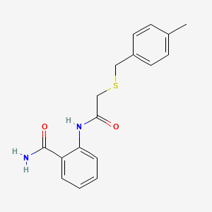 molecular formula C17H18N2O2S B4811694 2-({[(4-methylbenzyl)thio]acetyl}amino)benzamide 