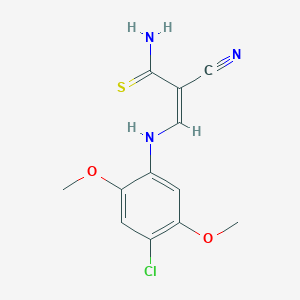 molecular formula C12H12ClN3O2S B4811716 3-[(4-chloro-2,5-dimethoxyphenyl)amino]-2-cyano-2-propenethioamide 