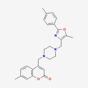 7-methyl-4-[(4-{[5-methyl-2-(4-methylphenyl)-1,3-oxazol-4-yl]methyl}piperazin-1-yl)methyl]-2H-chromen-2-one