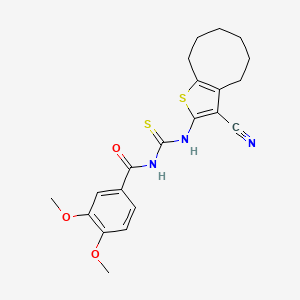 molecular formula C21H23N3O3S2 B4811776 N-(3-CYANO-4,5,6,7,8,9-HEXAHYDROCYCLOOCTA[B]THIOPHEN-2-YL)-N'-(3,4-DIMETHOXYBENZOYL)THIOUREA 