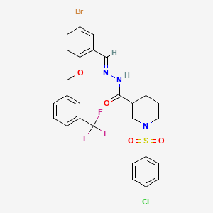 N'-[(E)-(5-bromo-2-{[3-(trifluoromethyl)benzyl]oxy}phenyl)methylidene]-1-[(4-chlorophenyl)sulfonyl]piperidine-3-carbohydrazide