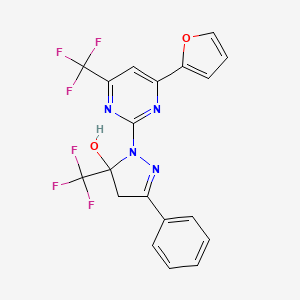 1-[4-(2-furyl)-6-(trifluoromethyl)-2-pyrimidinyl]-3-phenyl-5-(trifluoromethyl)-4,5-dihydro-1H-pyrazol-5-ol