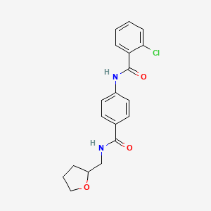 molecular formula C19H19ClN2O3 B4811811 2-chloro-N-(4-{[(tetrahydro-2-furanylmethyl)amino]carbonyl}phenyl)benzamide 