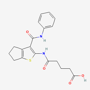 molecular formula C19H20N2O4S B4811820 5-{[3-(anilinocarbonyl)-5,6-dihydro-4H-cyclopenta[b]thien-2-yl]amino}-5-oxopentanoic acid 