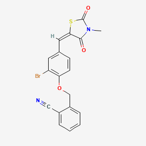 2-[[2-bromo-4-[(E)-(3-methyl-2,4-dioxo-1,3-thiazolidin-5-ylidene)methyl]phenoxy]methyl]benzonitrile