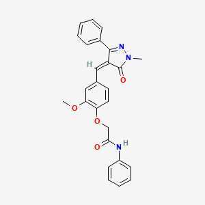 molecular formula C26H23N3O4 B4811879 2-[2-methoxy-4-[(Z)-(1-methyl-5-oxo-3-phenylpyrazol-4-ylidene)methyl]phenoxy]-N-phenylacetamide 