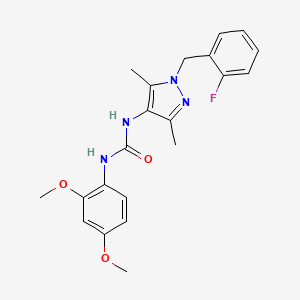 molecular formula C21H23FN4O3 B4811904 N-(2,4-dimethoxyphenyl)-N'-[1-(2-fluorobenzyl)-3,5-dimethyl-1H-pyrazol-4-yl]urea 