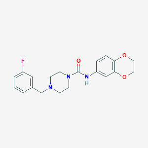 molecular formula C20H22FN3O3 B4811918 N-(2,3-dihydro-1,4-benzodioxin-6-yl)-4-(3-fluorobenzyl)-1-piperazinecarboxamide 